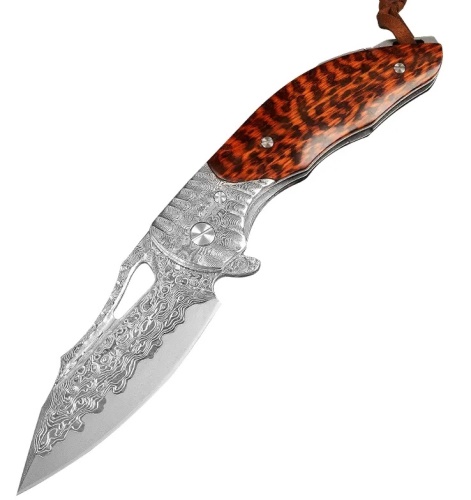 KnifeBoss damaškový zavírací nůž Snakewood VG-10