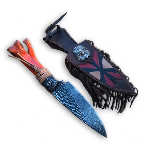 KnifeBoss lovecký damaškový nůž Indian VG-10