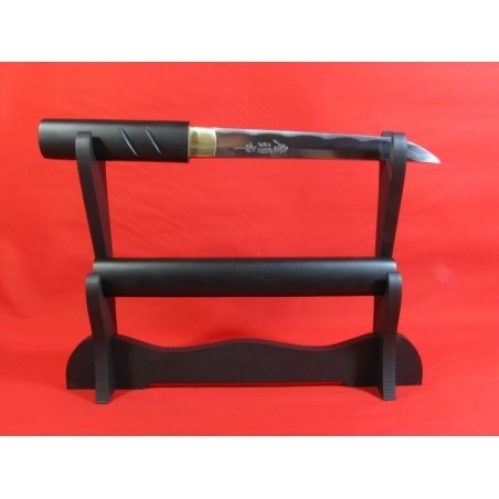 KAWASHIMA Tanto shira saya BLACK WOOD z oceli AISI 1045 s leštěnou imitací hamonu