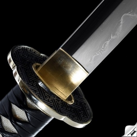 JAPAN SWORDS katana MANJI z překládané oceli AISI 1075 s reálným hamonem Choji