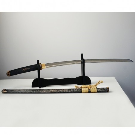 JAPAN SWORDS Japanese Wakizashi - Aikuchi, Folded Steel, Real Gunome Hamon