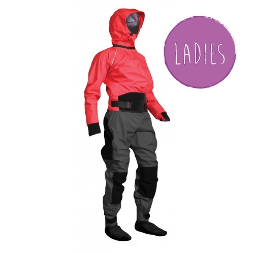 HIKO CALYPSO 4O2 hood-dámský suchý oblek s kapucí červený