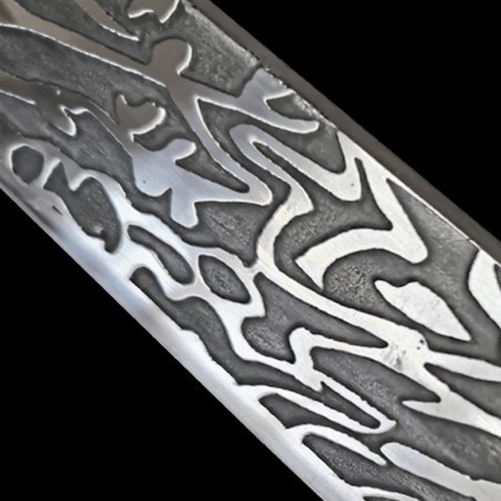 KAWASHIMA katana Sunekuai z uhlíkové oceli AISI 1045 s 3D imitací damašku