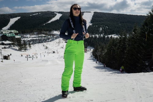 Husky Dámské lyžařské kalhoty Mitaly L neonově zelená